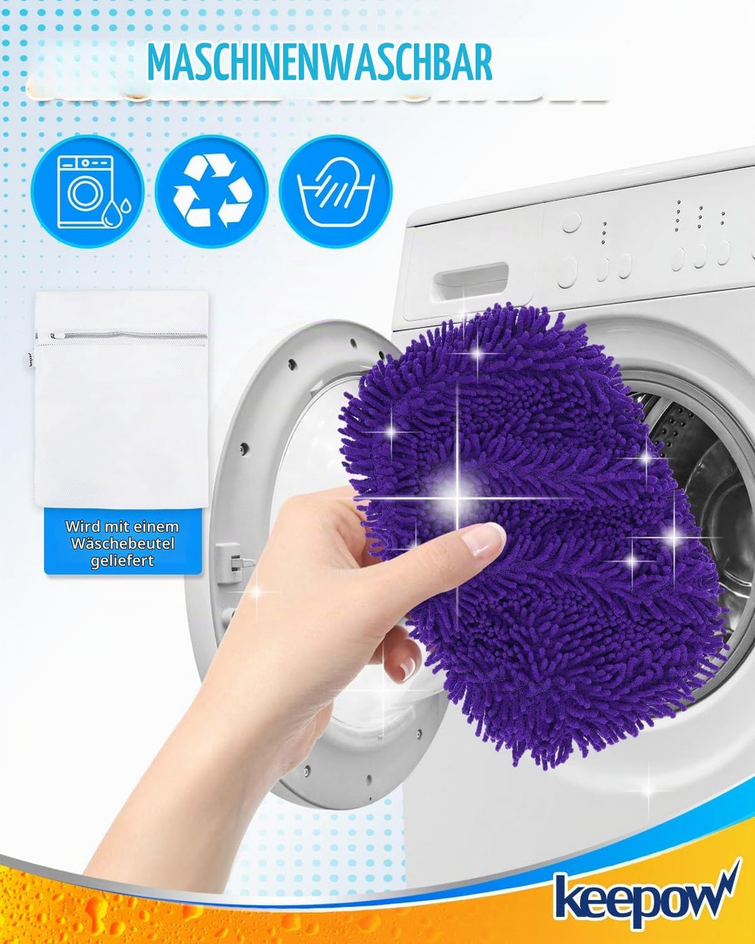 KEEPOW 12 Stück für Swiffer Feuchte Bodentücher - 6 Farben, Zoniert für den Einsatz, Chenille-Materi