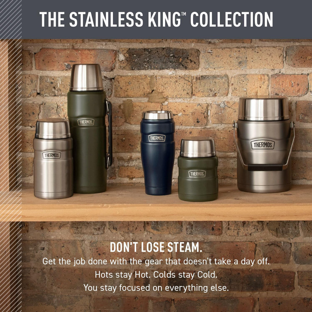 Thermos Stainless King 16 Ounce Travel Tumbler, Stainless Stee Matter Stahl, Matter Stahl