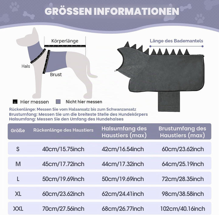 HundeBademantel Mikrofaser Schnell Trocknend, Einstellbar Hundehandtuch Extra Saugfähig für Mittel &