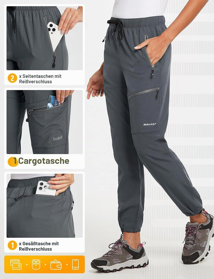 BALEAF Damen Outdoorhose Wanderhose Wasserdicht Schnelltrocknend Leicht Trekkinghose Capris UV Schut
