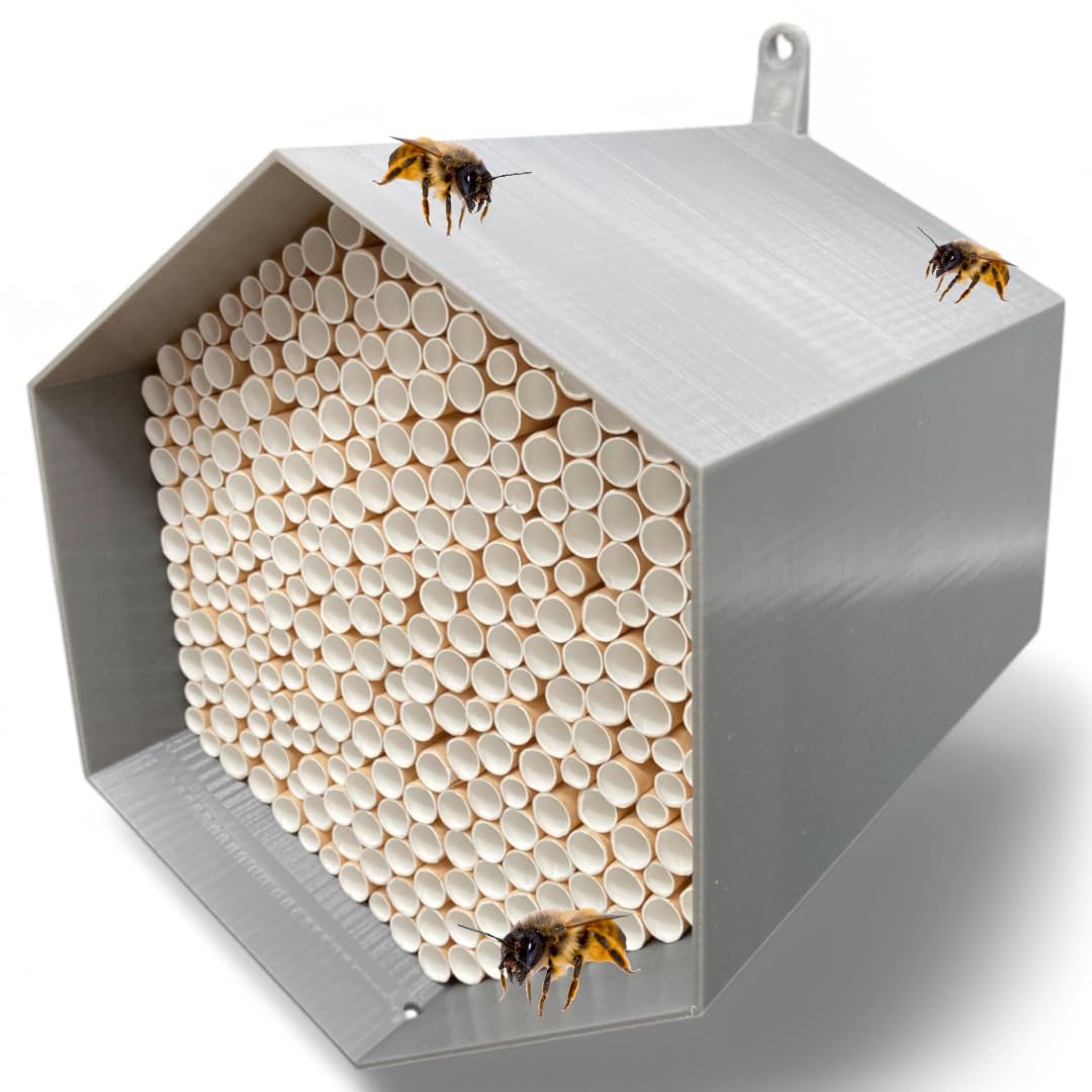 Wildbienen-Nisthilfe – absolut haltbar &amp; wetterfest. Insektenhotel mit 300 Nisthülsen. Hochwertiges