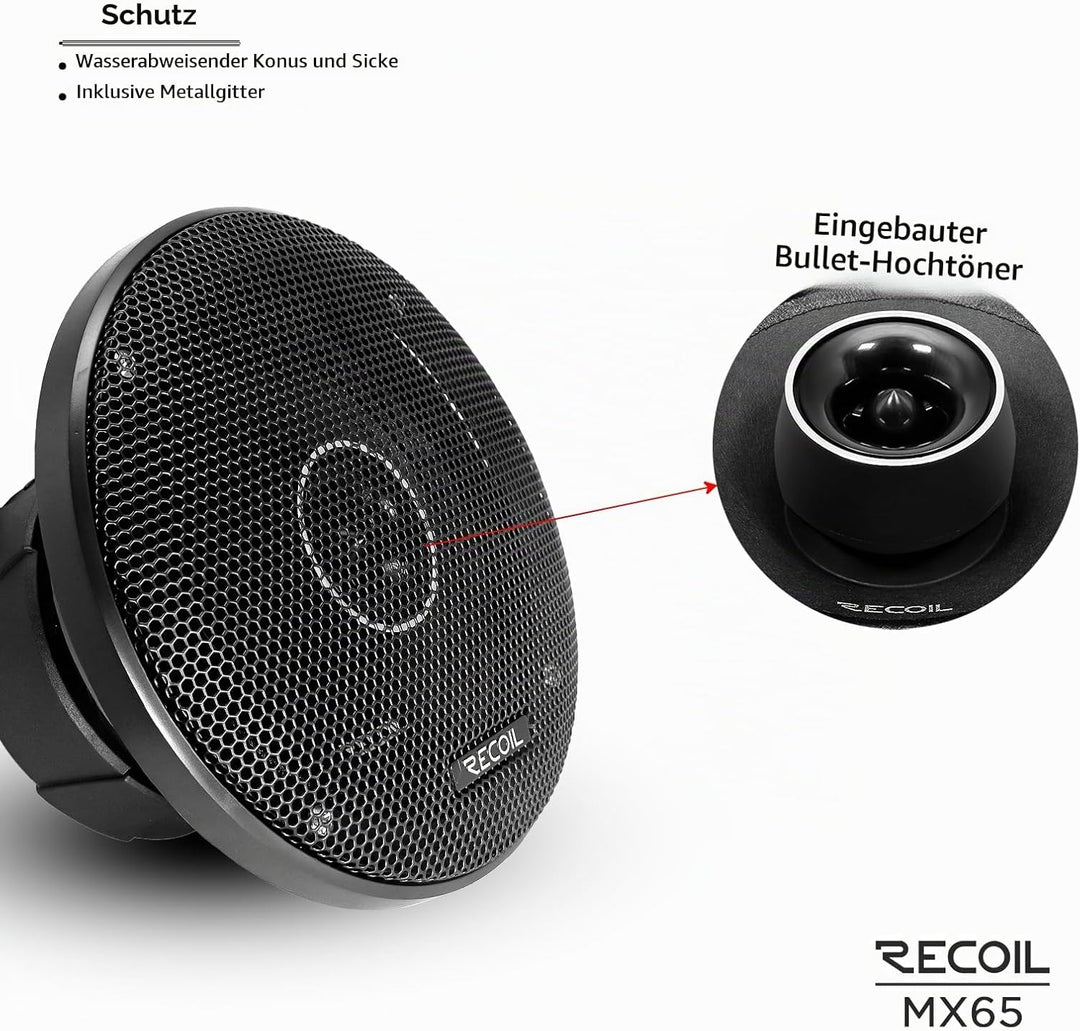 RECOIL MX65 Paar 6,5 Zoll （16,5 cm 2-Wege Pro Audio Mitteltöner Koaxiallautsprecher mit eingebauten