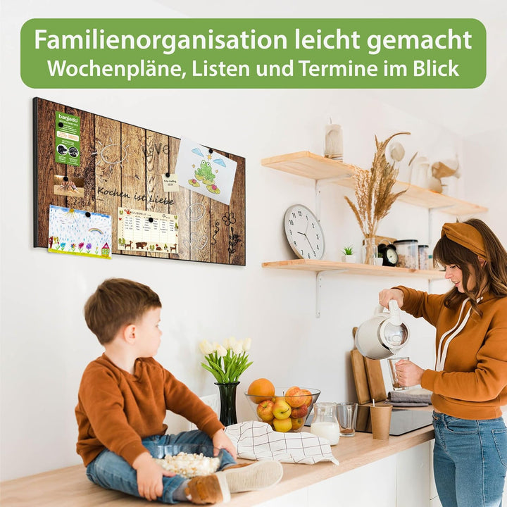 banjado Magnettafel schwarz 78 x 37cm / Magnetwand Metall/Magnetpinnwand als Memoboard/Pinnwand Magn