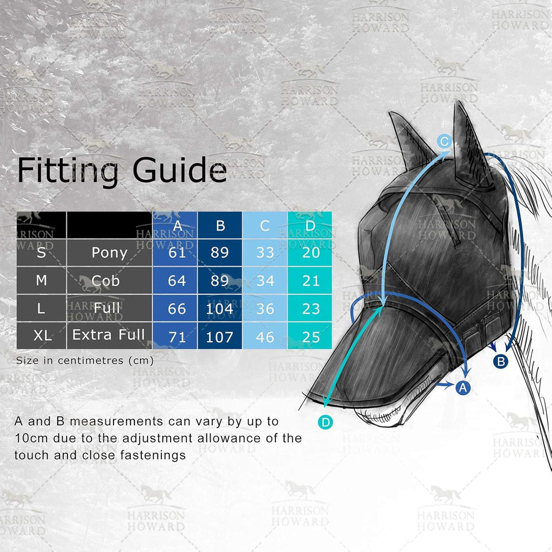 Harrison Howard CareMaster Pferde Fliegenmaske Lange Nase mit Ohren UV-Schutz für Pferde-Paisley Wel