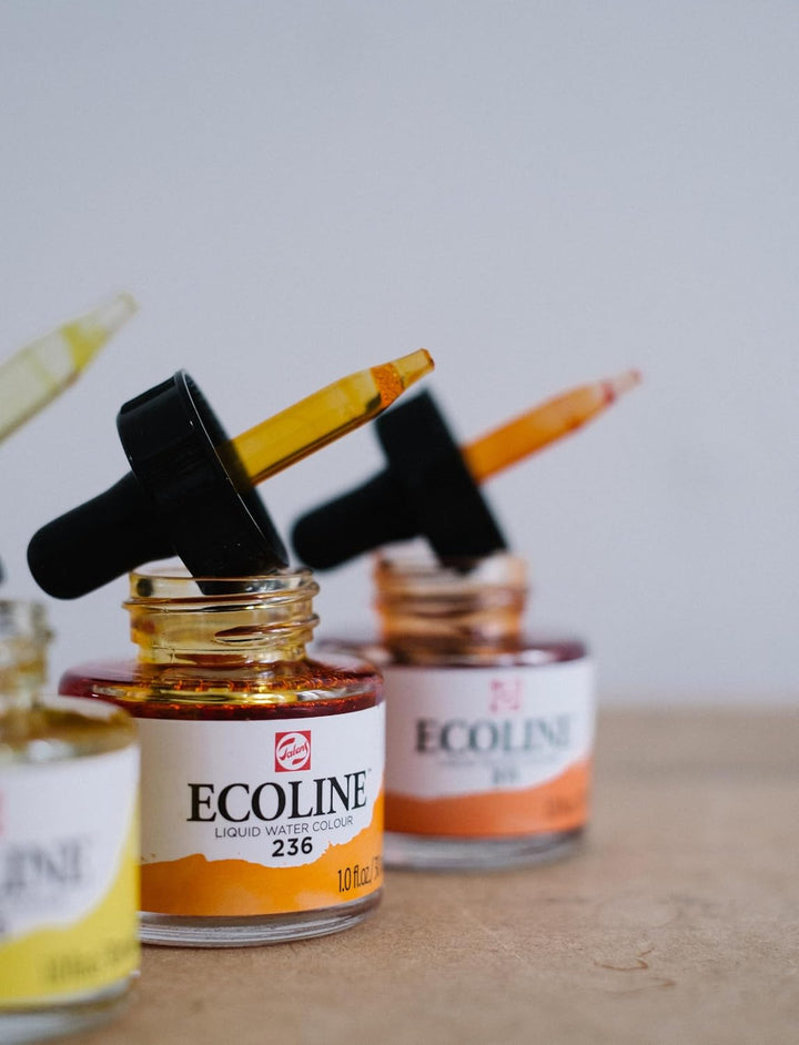 Talens Ecoline , Aquarell, Wasserfarbe 10 x 30ml Gläser-Set 30 ml (10er Pack) Mehrfarbig, 30 ml (10e