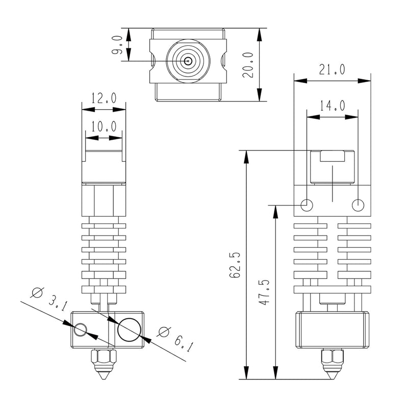 Upgrade Ender 3 All Metal Bimetal Heatbreak Hochtemperatur Druckkopf Hotend Kit für Creality Ender 3