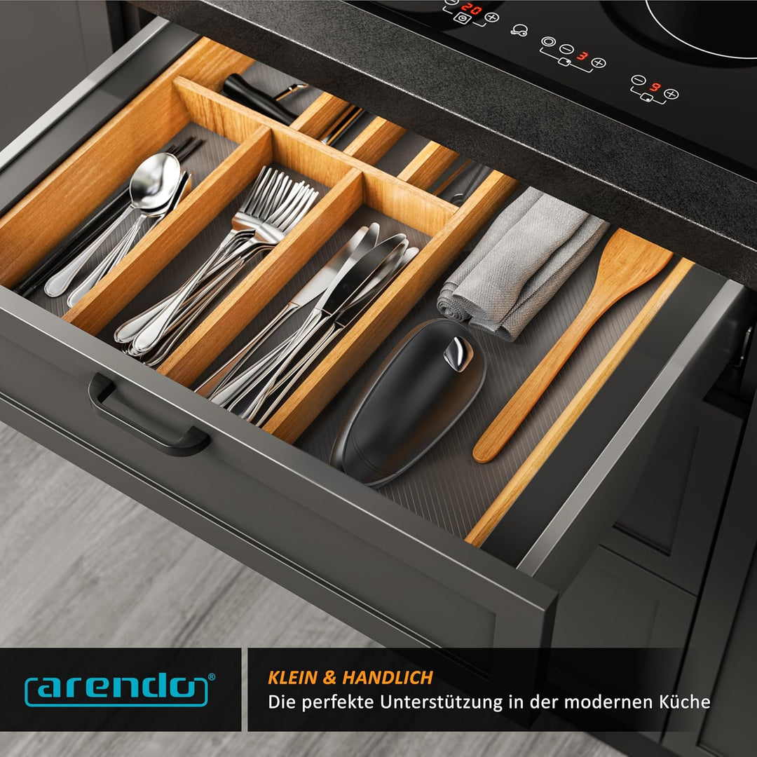 Arendo - Elektrischer Dosenöffner One Touch - mit automatischer 360° Drehung - Öffnung ohne scharfe