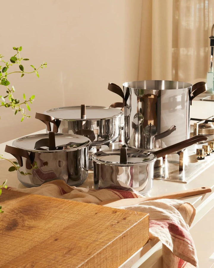 Alessi Edo PU100S7 - Design Topfset aus Edelstahl 18/10, Griffe aus Edelstahl 18/10 Mit PVD Beschich
