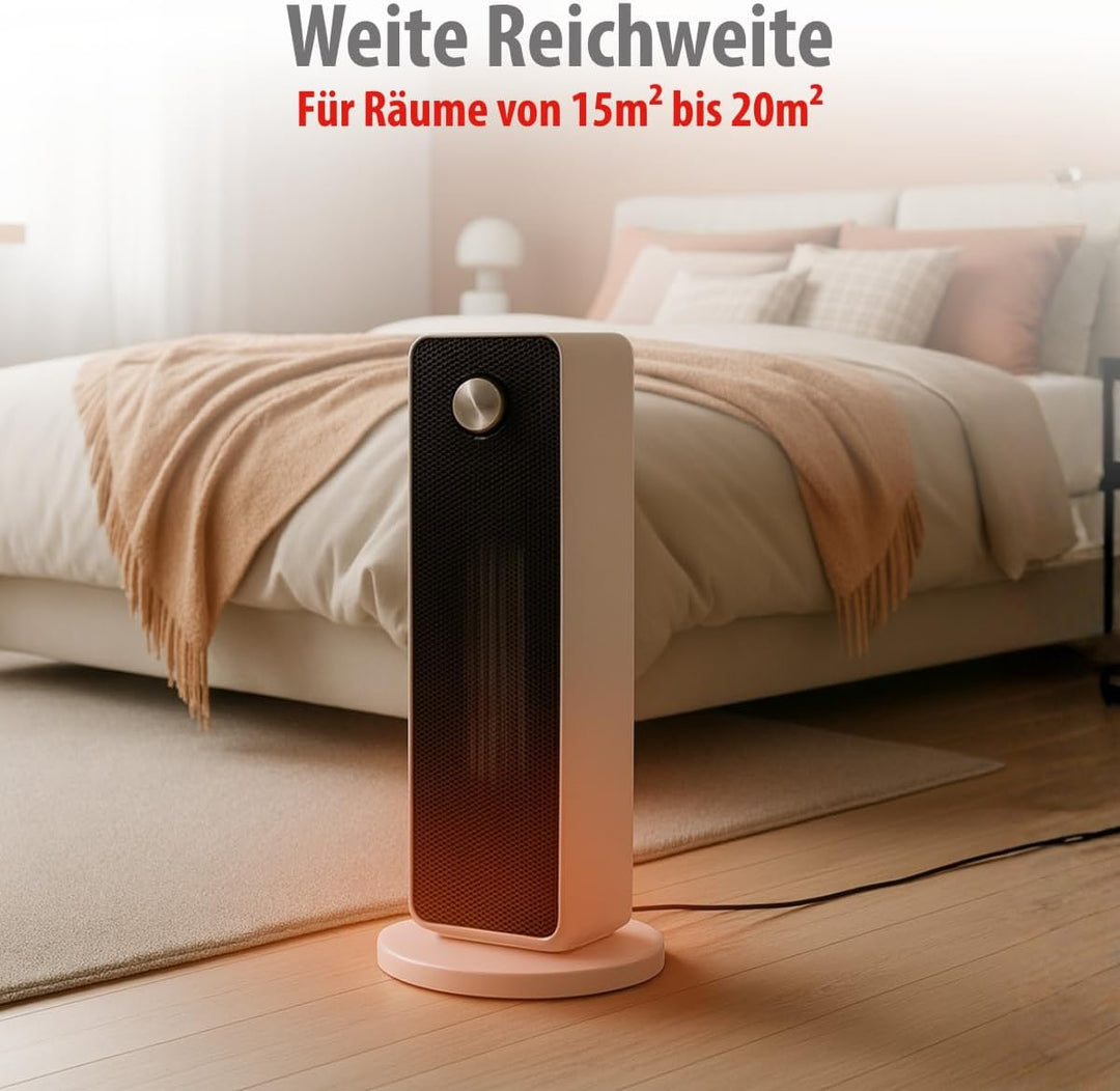 alpina Elektrischer Heizlüfter 2000W – Keramik Heizkörper mit Griff und Absturzsicherung – Oszillier