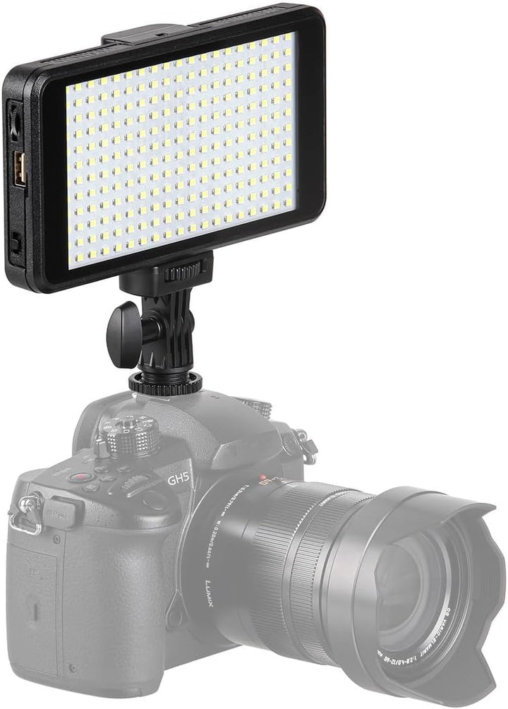 ayex Extraflache dimmbare Videoleuchte mit 228 LEDs und Power Bank Funktion mit Diffusoren und Neige