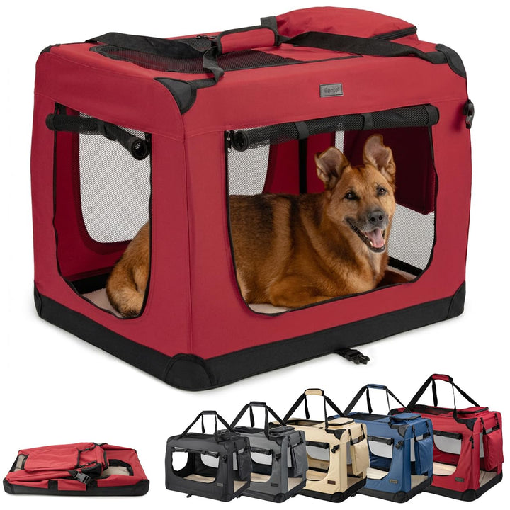 Hundetransportbox Hundetasche Hundebox Faltbare Kleintiertasche Grösse XL Farbe Rot (XL) 82x58x58 cm