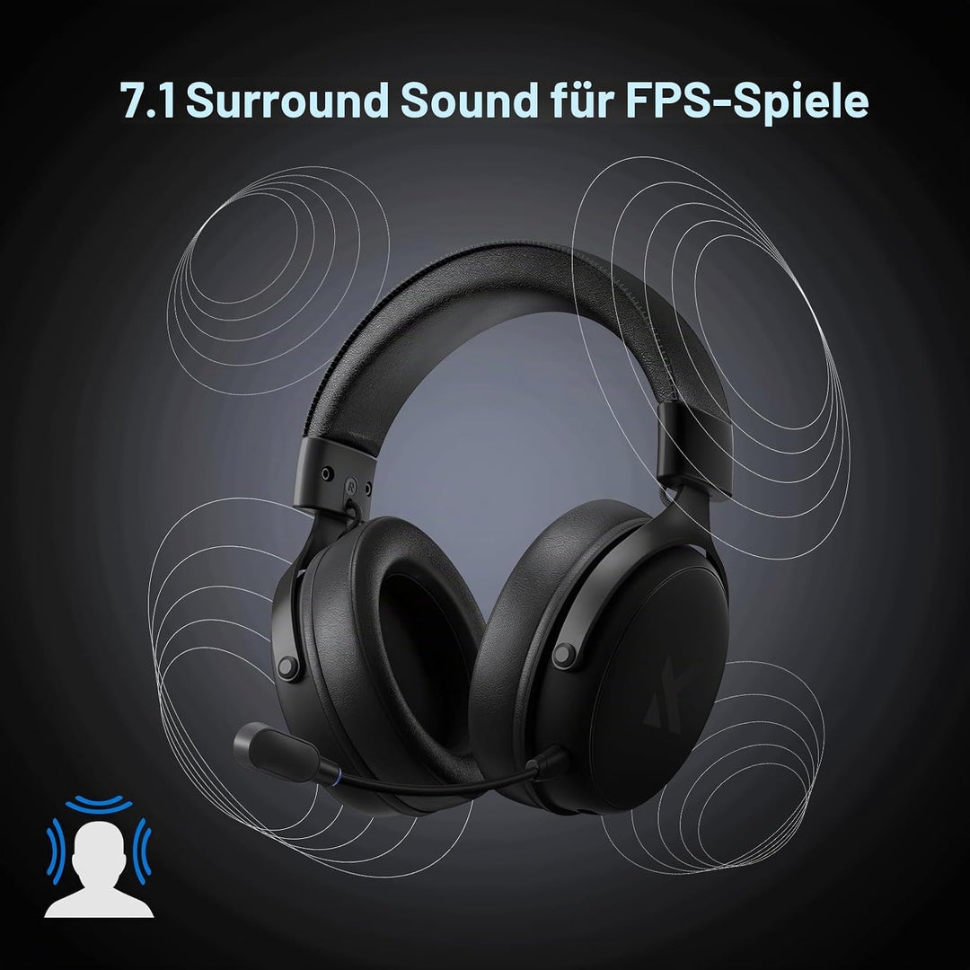 MCHOSE V9 Pro Kabelloses Gaming-Headset, 7.1 Surround-Sound | 53-mm-Neodym-Treiber, bis zu 40 m Reic