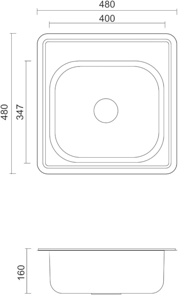 VBChome Einbauspüle mit Armatur 48x48 Leinenstruktur ab 45er Unterschrank Edelstahl Küchenspüle Spül