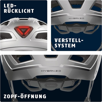 ABUS Stadthelm Hyban 2.0 - Fahrradhelm mit Rücklicht, ABS-Hartschale, guter Passform - für Damen und