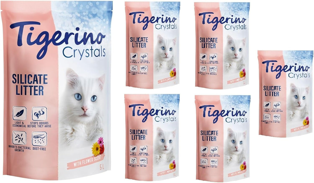 Tigerino Crystals Flower Power Katzenstreu - Super Pack: 6 x 5 Liter