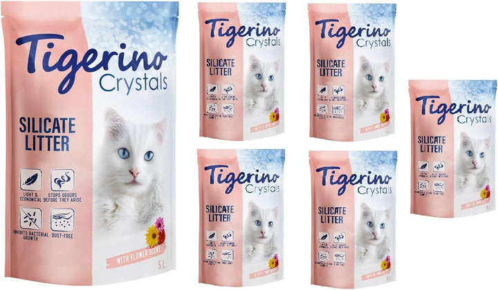 Tigerino Crystals Flower Power Katzenstreu - Super Pack: 6 x 5 Liter