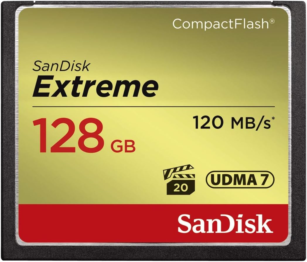 SanDisk Extreme CompactFlash Speicherkarte 128 GB (Für DSLR-Kameras, UDMA7, Schreiben mit 85 MB/s, Ü