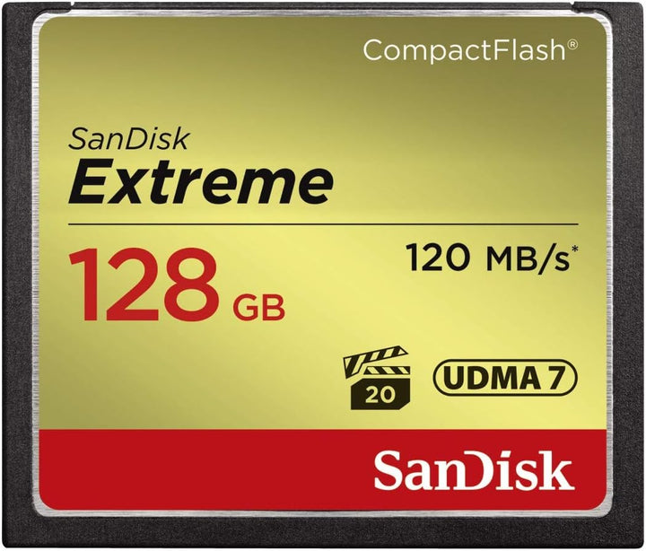 SanDisk Extreme CompactFlash Speicherkarte 128 GB (Für DSLR-Kameras, UDMA7, Schreiben mit 85 MB/s, Ü