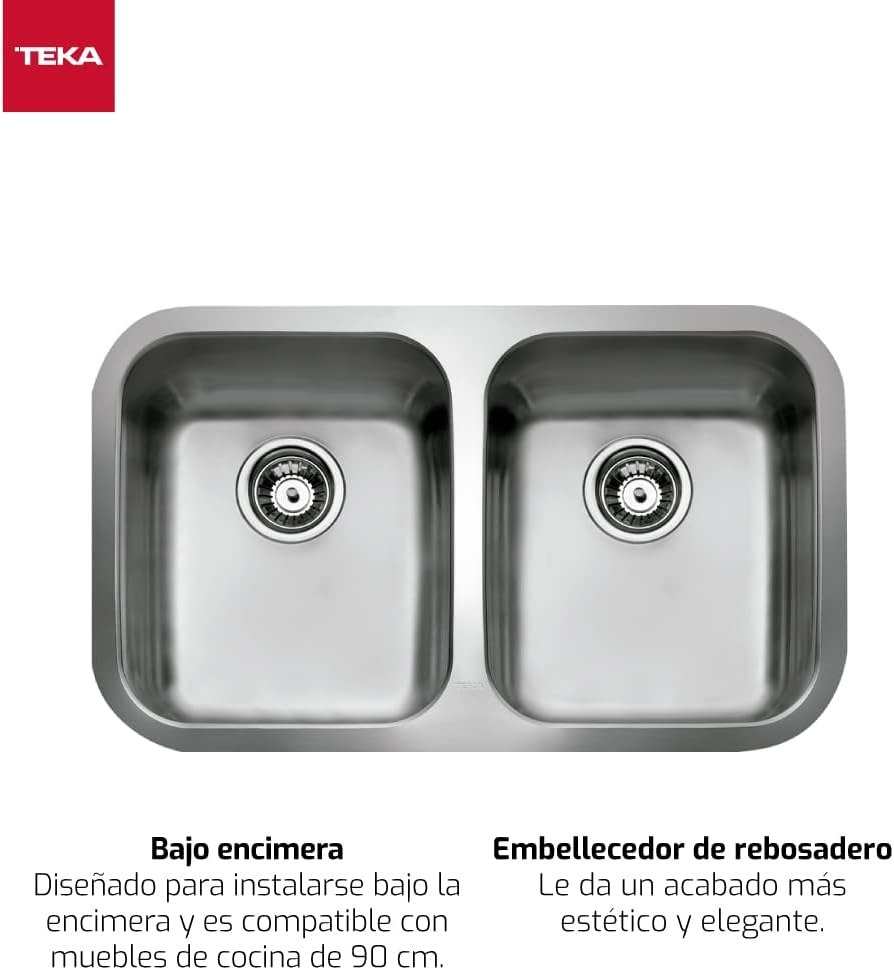 FREGADERO BE 2C 780 Fregadero BE inox 2 cubetas, 200mm, Mueble 90