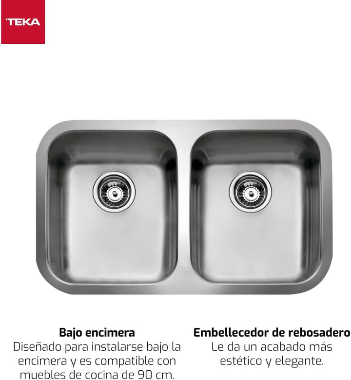 FREGADERO BE 2C 780 Fregadero BE inox 2 cubetas, 200mm, Mueble 90