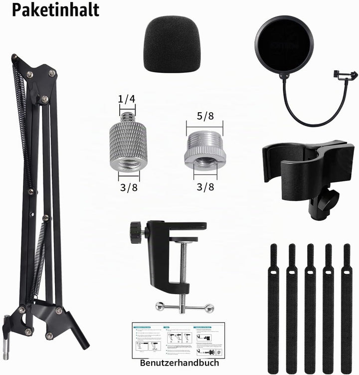 Mikrofon Ständer Boom Arm, Einstellbarer Mikrofonarm für Blue Yeti, Yeti Nano, Elgato Wave, HyperX Q