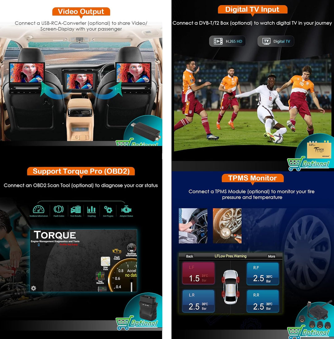 Erisin 8-Kern 4GB RAM+64GB ROM 7 Zoll Android 14 Autoradio GPS Navigation für BMW 5er E39 M5 Unterst