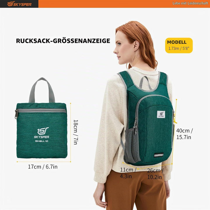 SKYSPER 10L/15L/20L Faltbarer Rucksack Ultraleicht Tagesrucksack Wasserfest Daypack Reiserucksack Wa