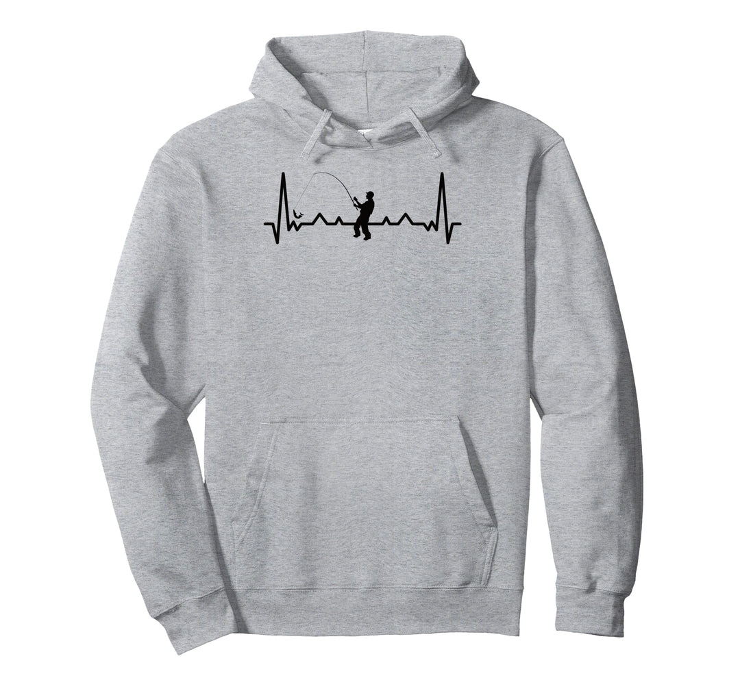 Angeln Heartbeat Herzschlag Damen Herren Fischer Angler Pullover Hoodie