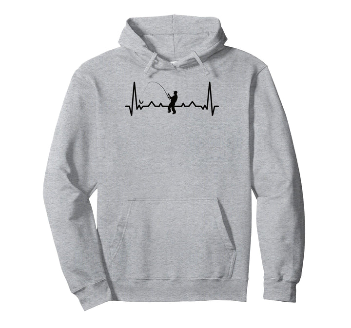 Angeln Heartbeat Herzschlag Damen Herren Fischer Angler Pullover Hoodie