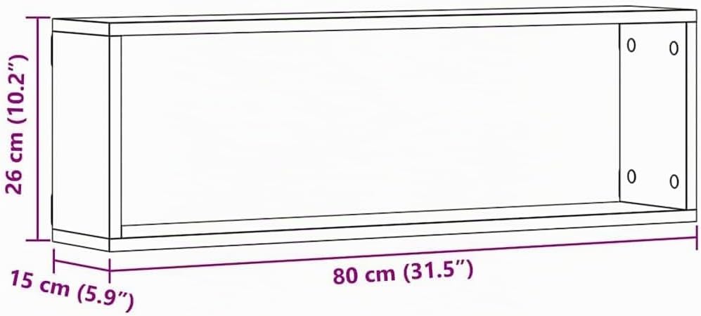 vidaXL Wandregal mit Regal 2 pcs Altholz 80 x 15 x 26 cm Holzwerkstoff, Moderne rechteckige Wandrega