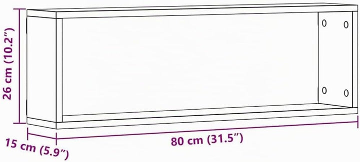 vidaXL Wandregal mit Regal 2 pcs Altholz 80 x 15 x 26 cm Holzwerkstoff, Moderne rechteckige Wandrega
