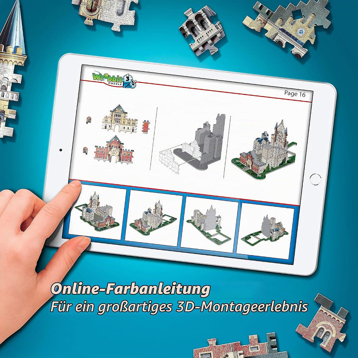 WREBBIT3D , Neuschwanstein Castle (890pc), 3D Puzzle, Ages 14+