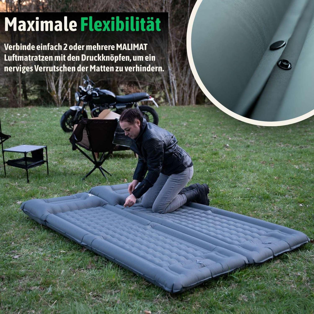 MALIHINI Camping Isomatte selbstaufblasend | Fusspumpe &amp; Kissen | 10 cm dick | Ultraleichte aufblasb