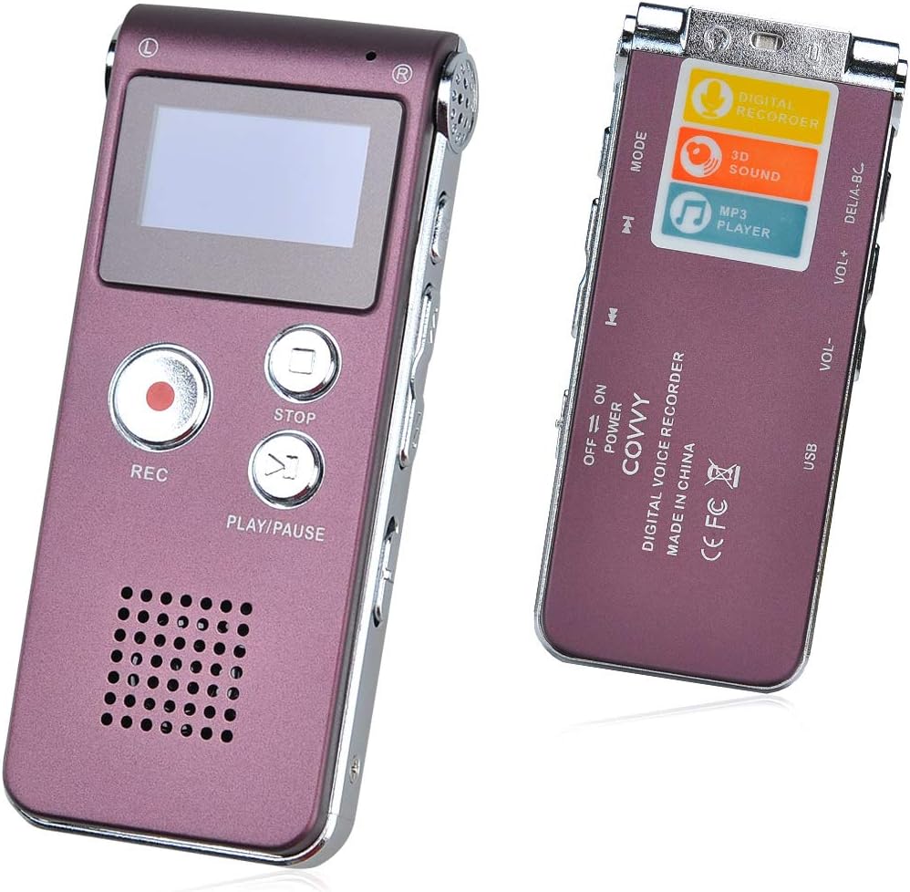 Digitales Diktiergerät,COVVY 8GB Audio Aufnahmegerät,Digitaler Voice Recorder mit Spracherkennung fü