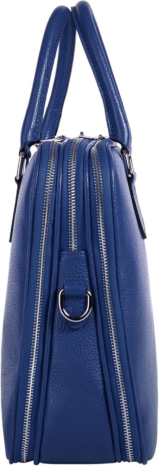 Cluty Aktentasche echt Leder Damen - 021833 Blau, Blau