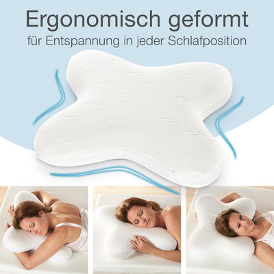 maxVitalis orthopädisches Nackenstützkissen, Visko Schlafkissen in Schmetterlingsform, Nackenkissen