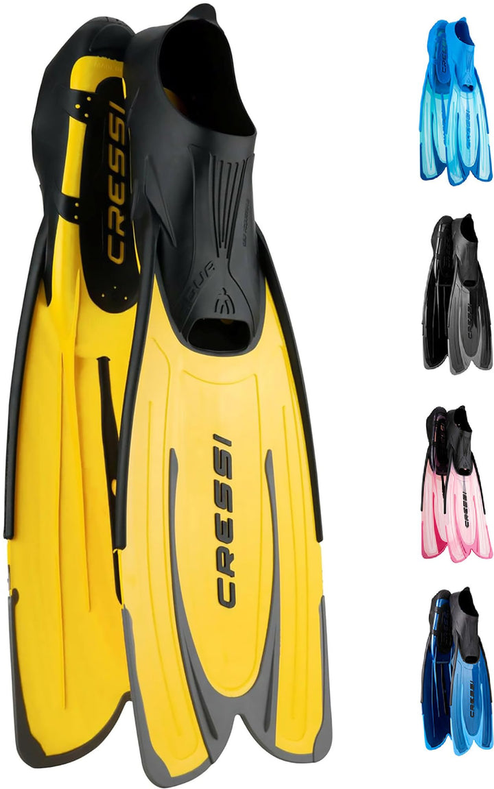 Cressi Agua Premium Flossen Self Adjusting zum Tauchen, Apnoe, Schnorcheln und Schwimmen Gelb 45/46