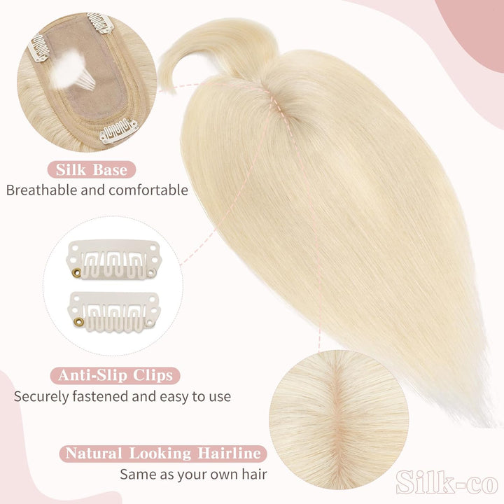 Silk-co Clip in Extension Echthaar Topeer Echthaar Haarteile Echthaar Toupet Haarverlängerung mit Fr