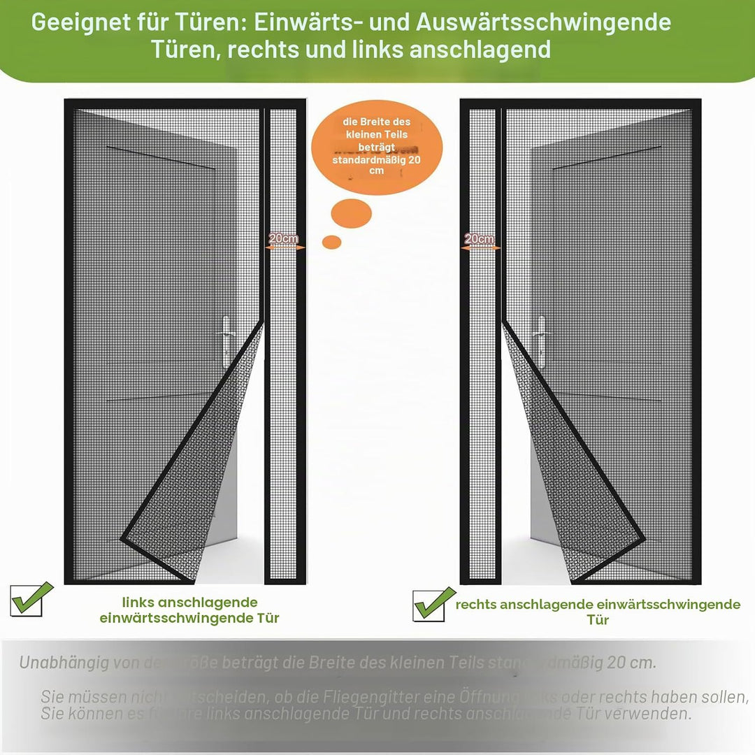 Risareyi Seitliche Öffnung Magnet Fliegengitter Balkontür 150x205cm Schwarz