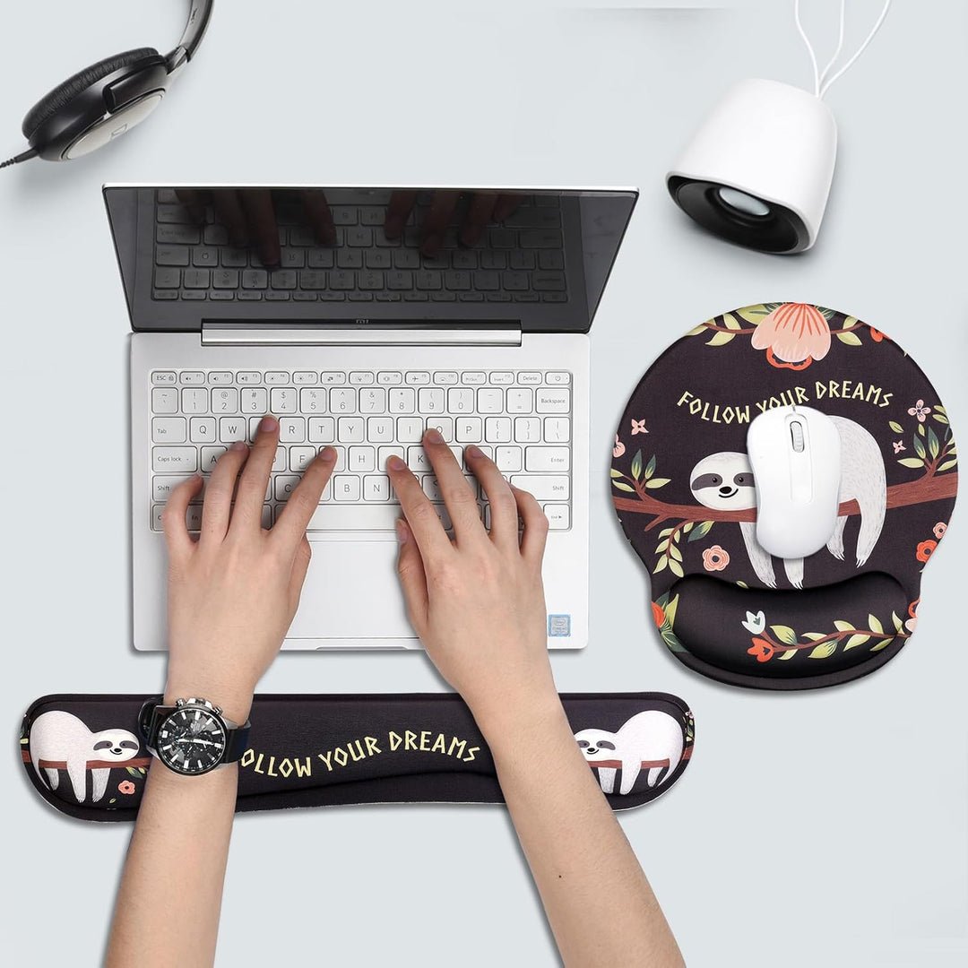AOKSUNOVA Mousepad mit Handauflage Handgelenkauflage für Tastatur Lila Ergonomisches Mauspad mit Gel
