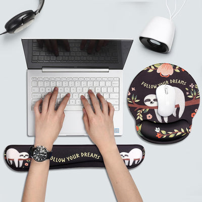 AOKSUNOVA Handballenauflage für Tastatur Maus Handgelenkauflage Ergonomisches Mauspad Set Mousepad m
