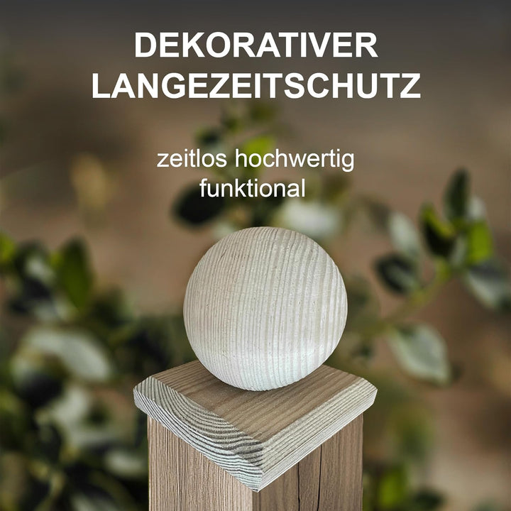 h2i Pfostenkappe Kugel | Holz imprägniert | 100 x 100 mm | 5 Stück | Eckige Abdeckkappe für Garten H