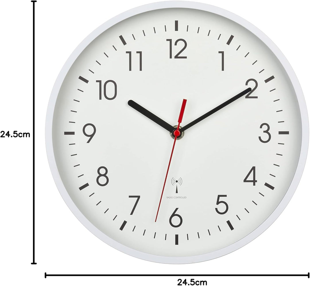 TFA Dostmann Analoge Funk-Wanduhr, 60.3550.02, höchste Genauigkeit, modern, analog, Glasabdeckung, f