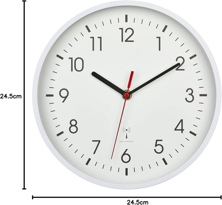 TFA Dostmann Analoge Funk-Wanduhr, 60.3550.02, höchste Genauigkeit, modern, analog, Glasabdeckung, f