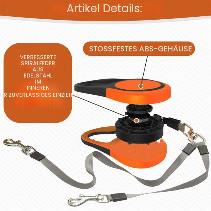 KOOLTAIL Dual Retractable Hundeleine für Zwei Hunde bis 110 Lbs, Heavy Duty Doppelkopf 16 ft Erweite