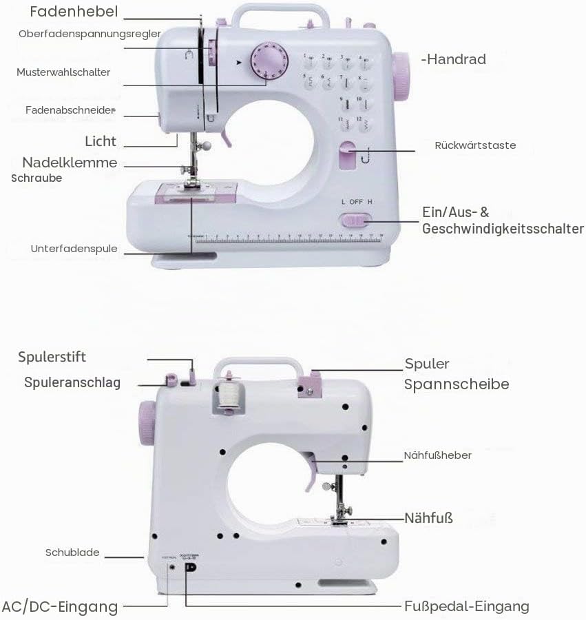 12-Stich-Multifunktionsnähmaschine, Haushaltsnähmaschine, elektrische Nähmaschine, tragbare Nähmasch