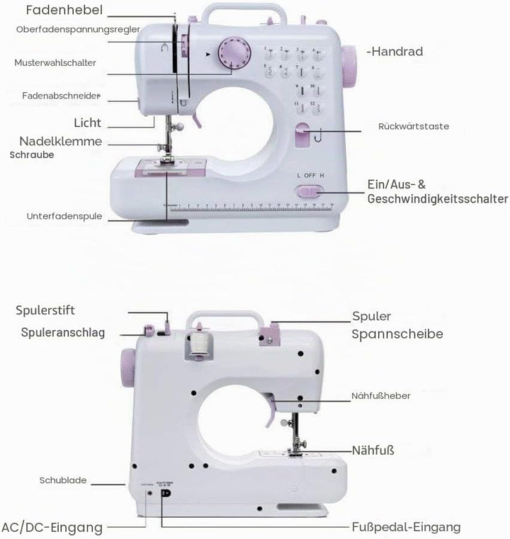 12-Stich-Multifunktionsnähmaschine, Haushaltsnähmaschine, elektrische Nähmaschine, tragbare Nähmasch