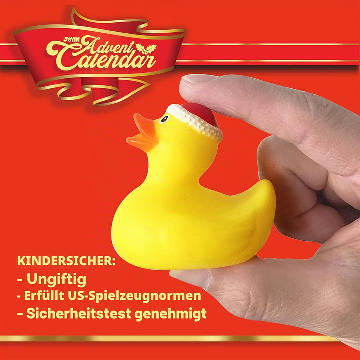 JOYIN Adventskalender 2023 mit Spielzeug Ente für 24 Tage Weihnachten Countdown mit 24 Gummienten fü