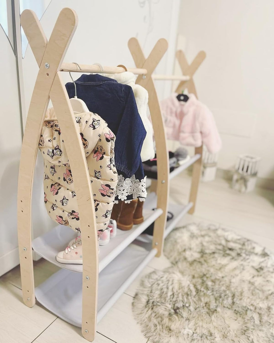 MAMOI® Kleiderstange Baby Kinderzimmer | Kinderkleiderstange 106x95x32cm / 53x95x32cm | Kinder Kleid
