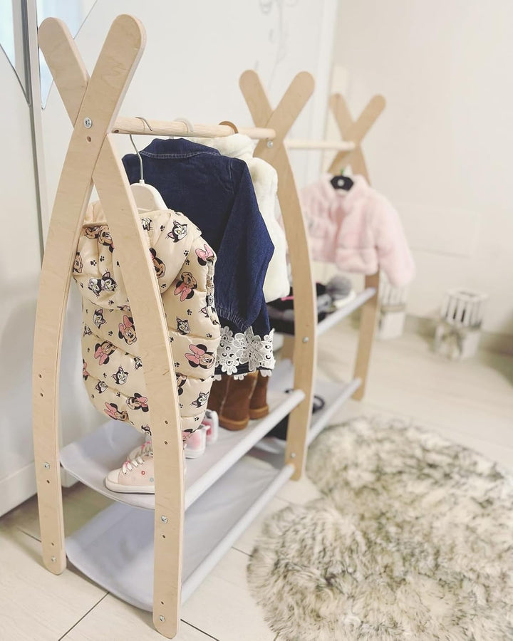 MAMOI® Kleiderstange Baby Kinderzimmer | Kinderkleiderstange 106x95x32cm / 53x95x32cm | Kinder Kleid